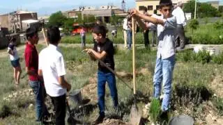 Students from St. Stephen's Armenian School Plant Trees with Peers in Proshyan