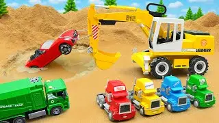 Excavator, Bulldozer & Police Car Rescue Dump Truck | Construction Vehicles