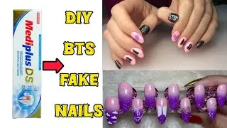 Diy Bts fake nails🥰💜|| Diy nail extensions😱✨