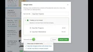 Merge multiple notes into a single note in the Evernote desktop app