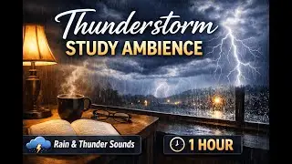 Thunderstorm Study Ambience 🌩️ Deep Focus Rain & Thunder Sounds for Studying (1 Hour)