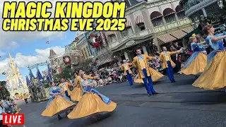 🔴Live Magic Kingdom Christmas Eve with rides, shows, parades Fireworks Walt Disney World 12/24/2025
