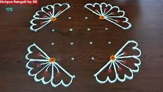 Easy New Simple Small Daily Color Rangoli Kolam Muggulu Design Designs with without colors dots 175