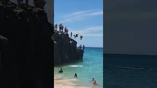 Cliff Jumping at Waimea Bay Beach #shorts #hawaii