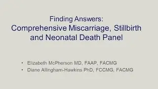 Finding Answers Comprehensive Miscarriage, Stillbirth & Neonatal Death Panel 20161109