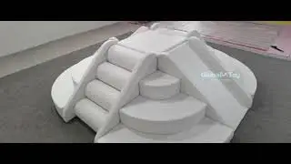 White Soft Play Castle with Stairs PU Leather Indoor Playground Equipment for Toddlers & Daycare Use