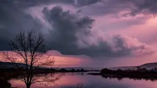 Overcast Sky | Rolling Thunder Over Misty River Valley | 3 Hours Ambient Background