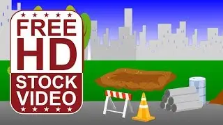 Free Stock Videos &ndash; cartoon style construction site seamless loop 2d animation