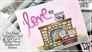 Creating Masks for a One Layer Card ft. Quilted Heart Background Stamp | Copic Colouring