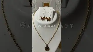 Simple necklace earrings set 🦋🏵️ || #resin #earrings #akaycraft #handmade #art #craft #diy #shorts