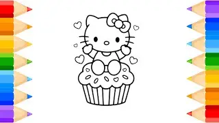 Как нарисовать Hello Kitty и рыбку. Рисование, раскрашивание и рисование для детей и малышей_🌈🎨@m...