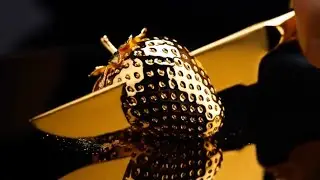 Cutting Fruits Made of Gold | #asmr #satisfying #gold #ai #aesthetic