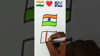 India 🇮🇳 Iceland 🇮🇸 #flagdrawing #republicdaydrawing #republicday #india #iceland #shorts