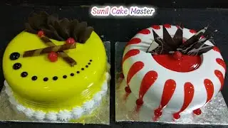 Tow Simple Cake Decorating Tutorial Yellow Gel Cake & Red Gel Cake