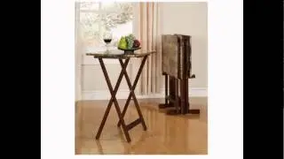 Linon Home Decor Tray Table Set Faux Marble
