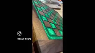 Custom Green Epoxy & Black Walnut Chess Board