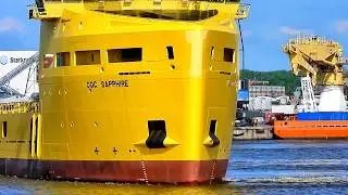 Schleusung Plattform-Versorger OOC SAPPHIRE D5SC6 IMO 9664445 Emden platform supply ship hauling