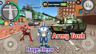 Rope Frog Ninja Superhero and Military Tank in Open World Game - Android Gameplay