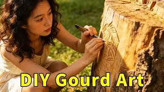 Beautiful Girl Does Intricate Carving on a Gourd  DIY Gourd Art Project