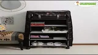 Flipzon Multipurpose 5 Shelves/ Layer Shoe Rack Organizer with Wheel and Cover, Multi Color