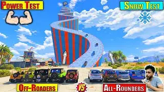 Indian Off-Roaders Vs All-Rounder SUVs Curved Snow Climb Challenge GTA 5