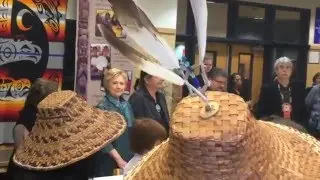 Hillary Clinton visits tribal leaders at Chief Leschi High