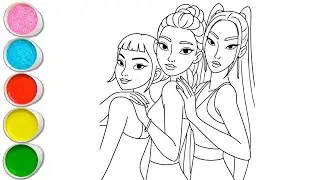 Cute K-pop Girls Drawing for kids, Painting & Coloring for kids, Toddlers | Let's Draw Huntrix Group