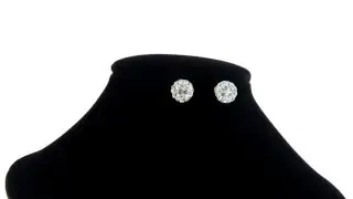 Vera Perla Solid Gold 8mm Simple Crystal Ball Earrings