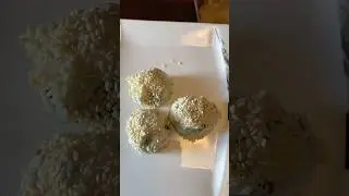 Stuffed dates coated in white chocolate