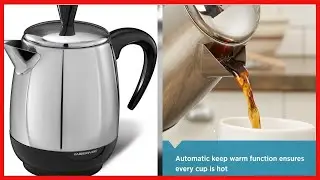 Spectrum Brands Farberware 8-Cup Percolator, Stainless Steel, FCP280, Black