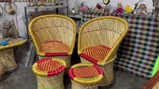 Classic Mudha Bamboo Chair (Set of 2) in Multi Color Extra Large Size | Indoor Outdoor Furniture
