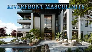Insane Bold Geometric Riverfront Mansion [Masculinity Dark and Light Luxury]