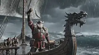 Santa as a viking sailing on a longship singing a sea shanty. #santa #viking #seashanty