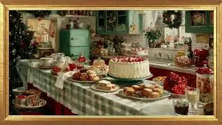 10 Hours Vintage Christmas Music 🎄 Classic Holiday Oldies + Cozy Kitchen Ambience 4K