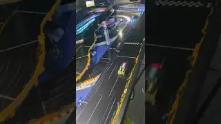 ANKI overdrive track on top of Scalextric track night run #slotcars #carrera #scx