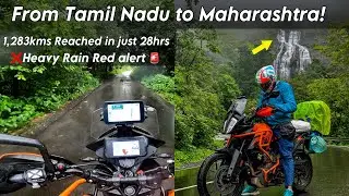 Tamil Nadu To Maharashtra | 1,283kms non-Stop Ride in Heavy rain😳 | Monsoon Ride To Maharashtra Day1