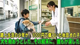【奇跡の実話】路上生活の少年が、たった一枚の1000円札を握りしめ、傷ついた秋田犬の子犬を救おうとした……その後に起きた光景に、誰もが涙をこらえきれなかった！