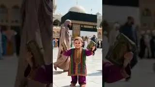 Journey of Innocence 🕋 | Children Walking Toward the Kaaba in Faith 🌟