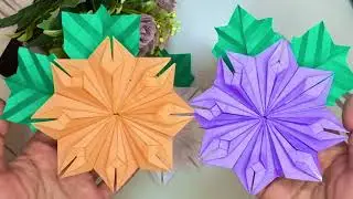 Cách gấp hoa cúc bằng 8 mảnh giấy - 菊の折り方