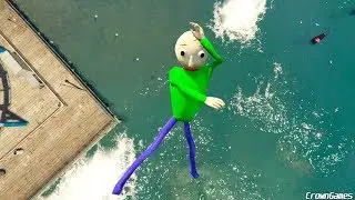 GTA 5 Baldi's Basics Water Falls & Ragdoll Jumps Ep.1 [Euphoria Physics Funny Moments]