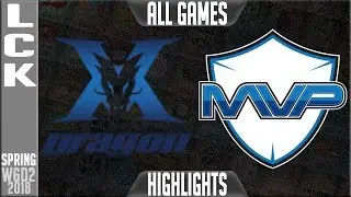 KZ vs MVP Highlights ALL GAMES | LCK Week 6 Spring 2018 W6D2 | King-Zone DragonX vs MVP