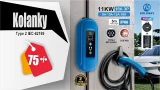Kolanky EV Charger 16A 11KW Type 2 IEC-62169 Plug Adjust Current Timer Charging For Hybrid Eletric