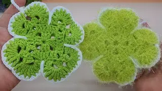 [수세미코바늘] 행운 클로버 평면 수세미 뜨기  Crochet Dish Scrubby / clover crochet