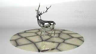 Template for DIY metal sculpture, Pattern of Reno / Deer low poly model in DXF and PDF Format