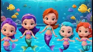 Five Little Mermaids Jumping on the Pool 🧜&zwj;♀️🏊&zwj;♀️ | 3D Animated Nursery Rhyme for Kids
