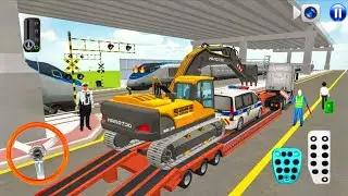 Heavy Excavator & Police Van Transport | Trailer Truck | 3D Driving Class 2026 Car Game #gaming #3d