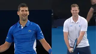 Novak Djokovic Playing Tennis With Steve Smith