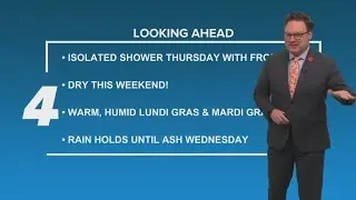 New Orleans Weather: More clouds, isolated shower Thursday with cold front