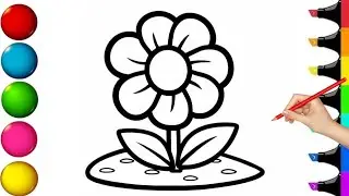 Rainbow Flower Drawing, Painting and Coloring for Kids & Toddlers | How to Draw Rainbow Flower