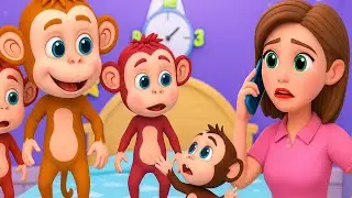 Five Little Monkeys Jumping on the Bed | english rhymes for babies | learning videos for toddlers